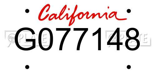 G077148 California License Plate