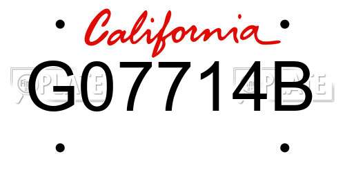 G07714B California License Plate
