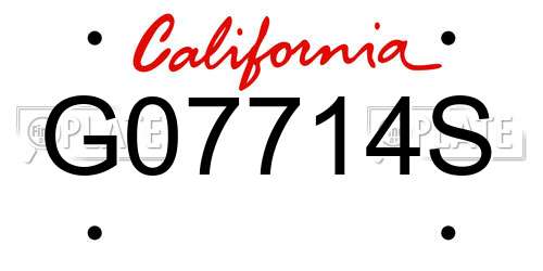 G07714S California License Plate