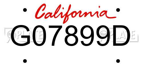 G07899D California License Plate