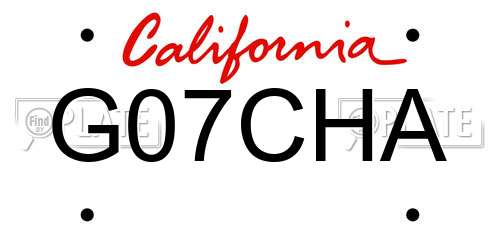 G07CHA California License Plate
