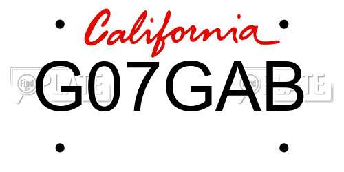 G07GAB California License Plate
