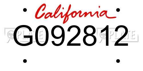 G092812 California License Plate
