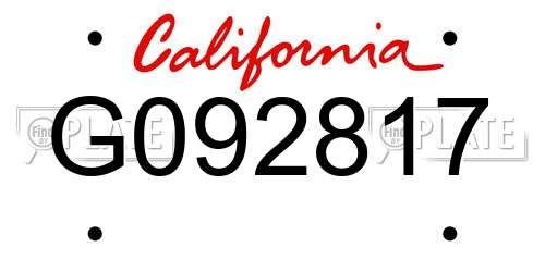 G092817 California License Plate