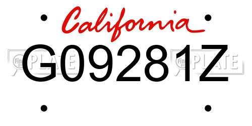 G09281Z California License Plate