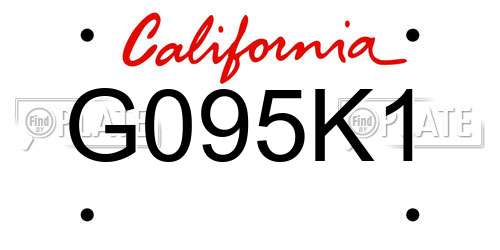 G095K1 California License Plate