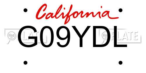 G09YDL California License Plate