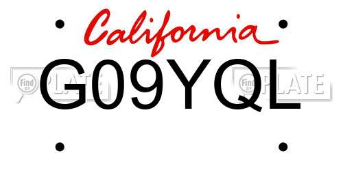G09YQL California License Plate