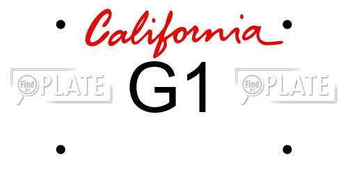 G1 California License Plate