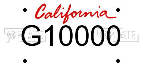 G10000 California License Plate