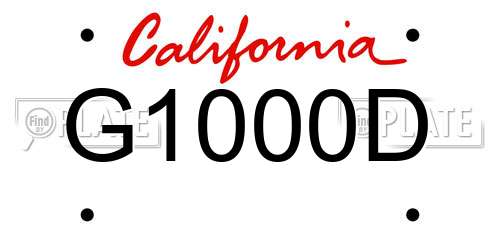G1000D California License Plate