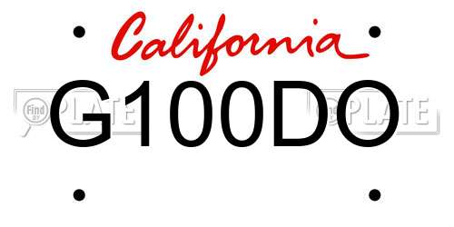 G100DO California License Plate