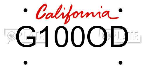 G100OD California License Plate