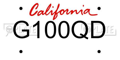 G100QD California License Plate