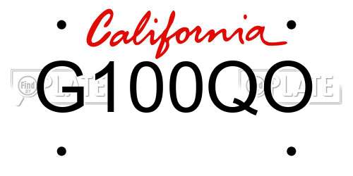 G100QO California License Plate