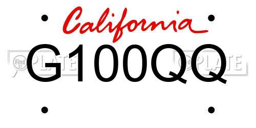 G100QQ California License Plate