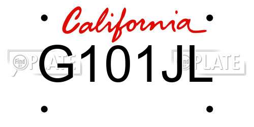G101JL California License Plate