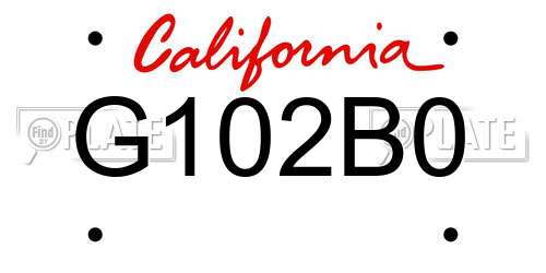 G102B0 California License Plate
