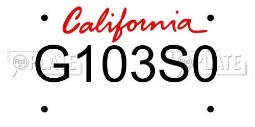 G103S0 California License Plate