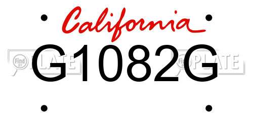G1082G California License Plate