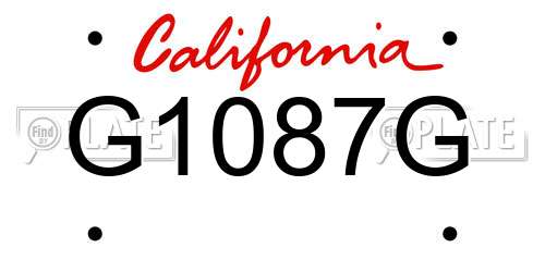 G1087G California License Plate