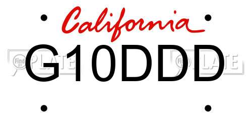 G10DDD California License Plate
