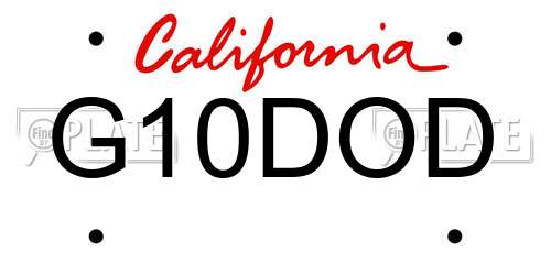 G10DOD California License Plate
