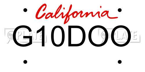 G10DOO California License Plate