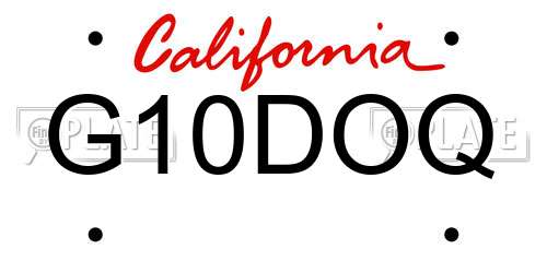G10DOQ California License Plate