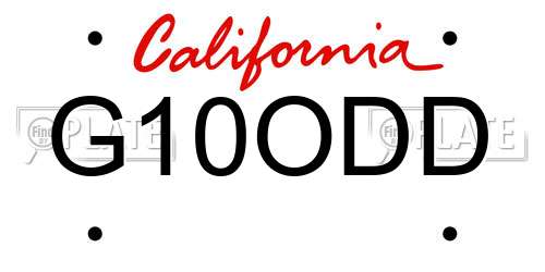 G10ODD California License Plate
