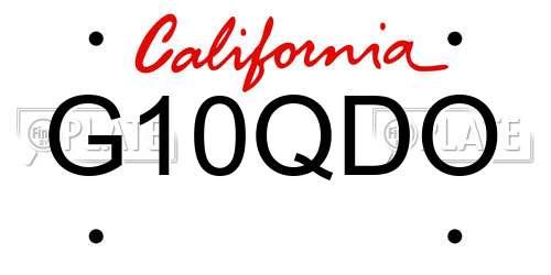 G10QDO California License Plate