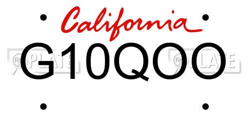 G10QOO California License Plate