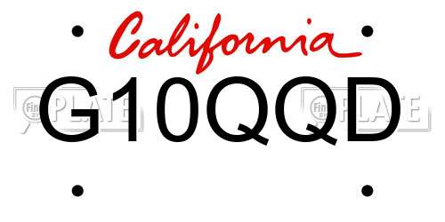 G10QQD California License Plate