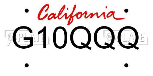 G10QQQ California License Plate