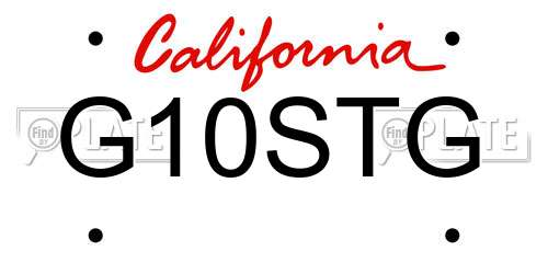 G10STG California License Plate
