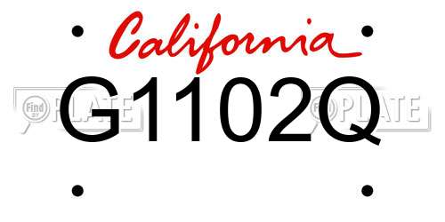 G1102Q California License Plate
