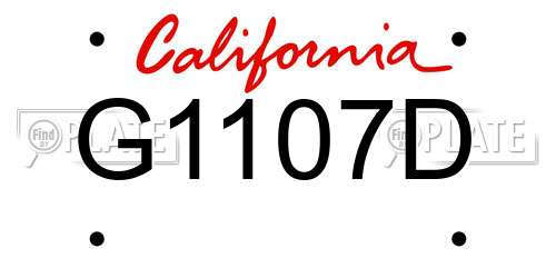 G1107D California License Plate