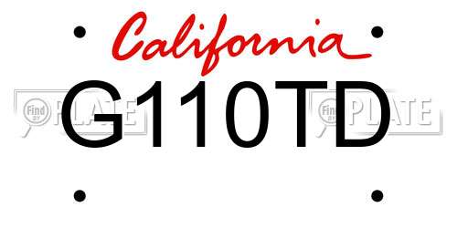 G110TD California License Plate