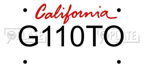 G110TO California License Plate