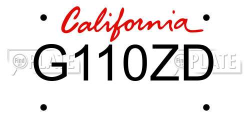 G110ZD California License Plate