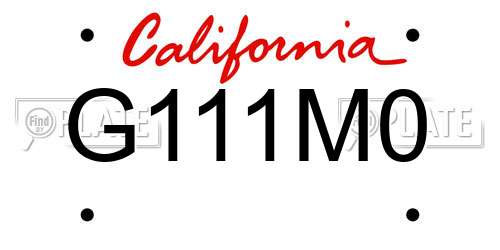 G111M0 California License Plate
