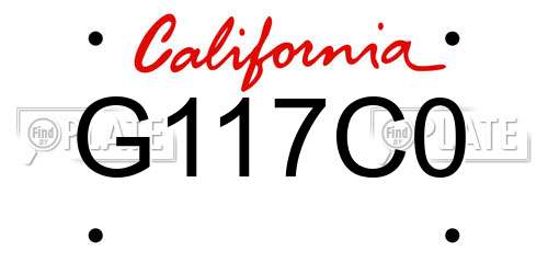 G117C0 California License Plate