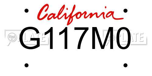 G117M0 California License Plate