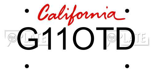 G11OTD California License Plate