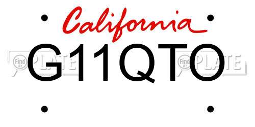G11QTO California License Plate