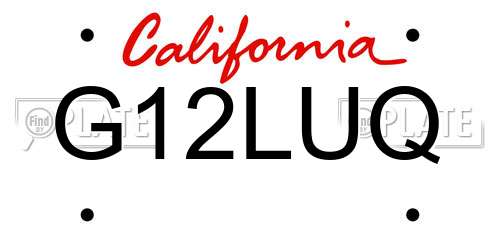 G12LUQ California License Plate