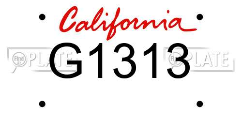 G1313 California License Plate