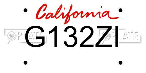 G132ZI California License Plate