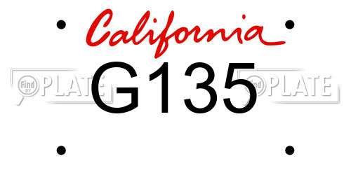 G135 California License Plate