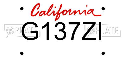 G137ZI California License Plate